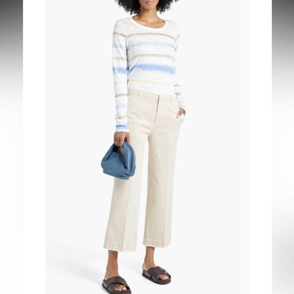 ATM Anthony Thomas Melillo Cropped Wide Leg Pants In Cream Size 10 - Picture 1 of 12